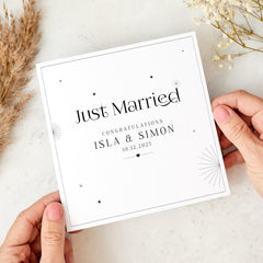 Just Married Personalised Wedding Day Card – Congratulations Card for Bride & Groom from Friend, Family or Wedding Guest