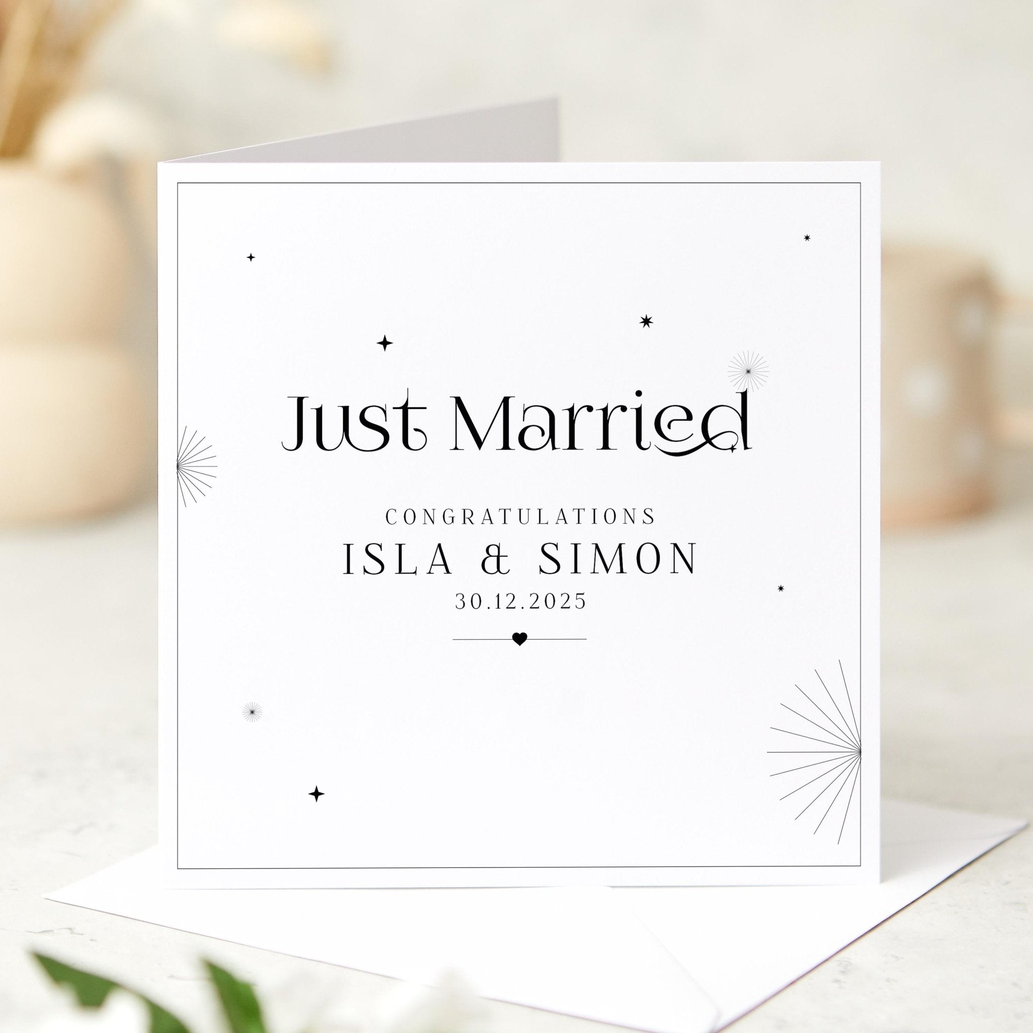 Just Married Personalised Wedding Day Card – Congratulations Card for Bride & Groom from Friend, Family or Wedding Guest
