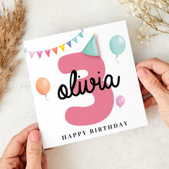 Kids Birthday Card for Girl Fun Keepsake 1st 2nd 3rd 4th Birthday Card for Daughter Granddaughter Niece Baby Girl Gift Card