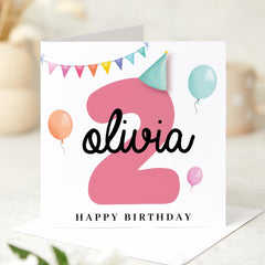 Kids Birthday Card for Girl Fun Keepsake 1st 2nd 3rd 4th Birthday Card for Daughter Granddaughter Niece Baby Girl Gift Card