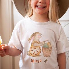 Kids Easter T-Shirt Custom Bunny Egg Print Name Shirt Gift for Boys & Girls Cute Toddler First Easter Tee
