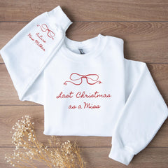 Last Christmas as a Miss Jumper with Future Last Name, Personalised Bride-to-Xmas Engagement Sweatshirt