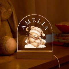 LED Night Light Custom Name Bear Design Kids Nursery Lamp Baby Gift Bedroom Decor Sleep Aid Babyshower