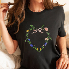 Love Floral Heart T-Shirt Valentine'S Days T Shirt First Valentine Spring Flowers T-Shirt