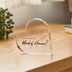 Maid of Honour Proposal Gift Personalised Wedding Acrylic Plaque Will You Be My Maid of Honour? Bridesmaid Flower Girl Keepsake