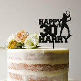 Male Tennis Happy Birthday Cake Topper with Age and Name Personalised tennis player Party cake decor 20th 50th 60th 70th 30th for man adult