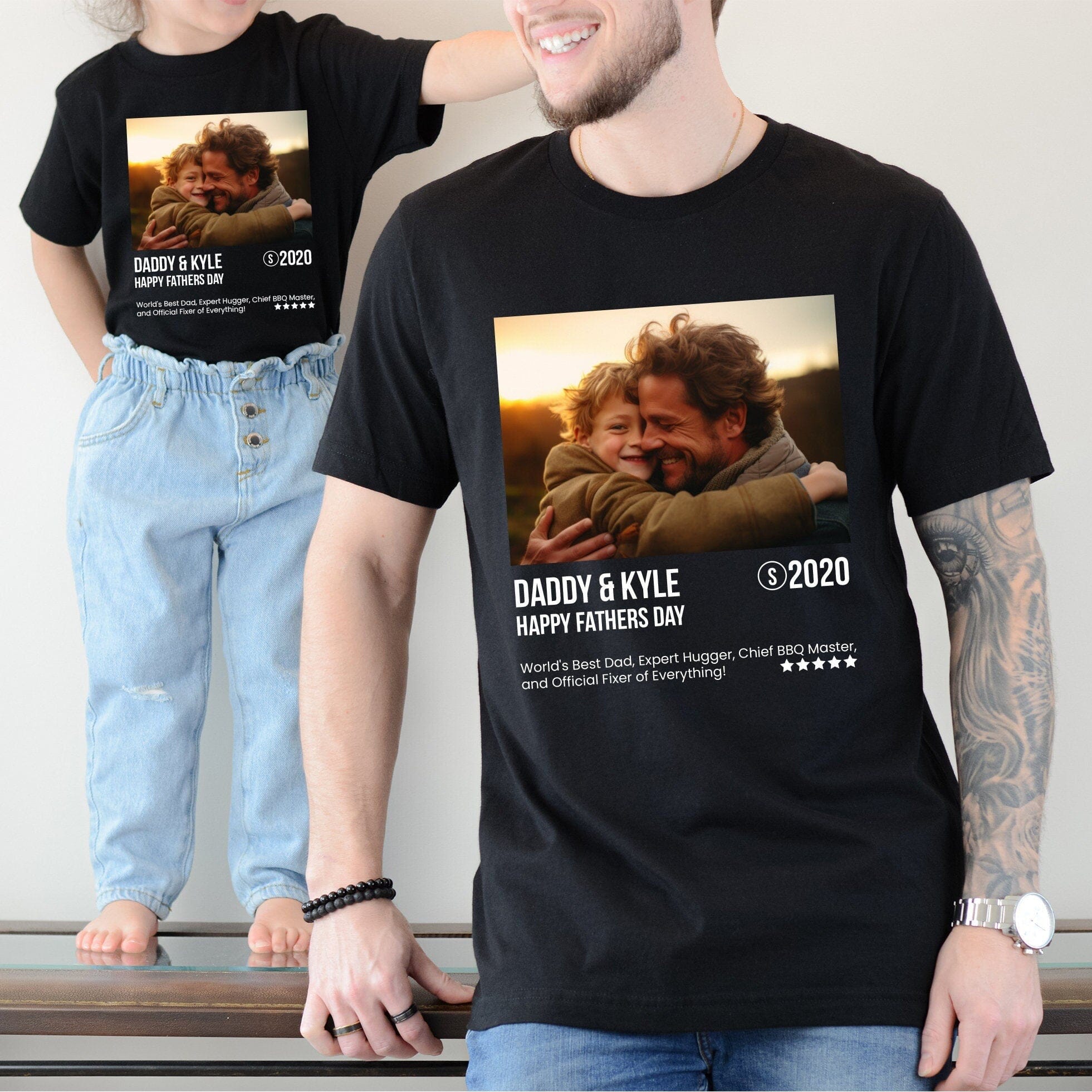 Matching photo t-shirts for daddy, Personalised, Dad and Son/Daughter, Cute family tee