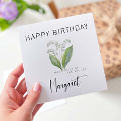 May Birthday Card Personalised Birth Flower Card For Born In May Happy Birthday Card With Name Birth Month Lily Of The Valley For Him Her