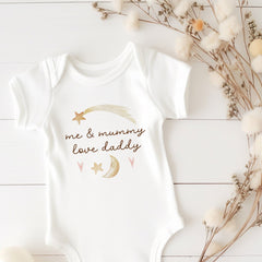 Me and mummy love Daddy, Baby bodysuit or bib, First Father's Day, New dad gift, Our 1st keepsake