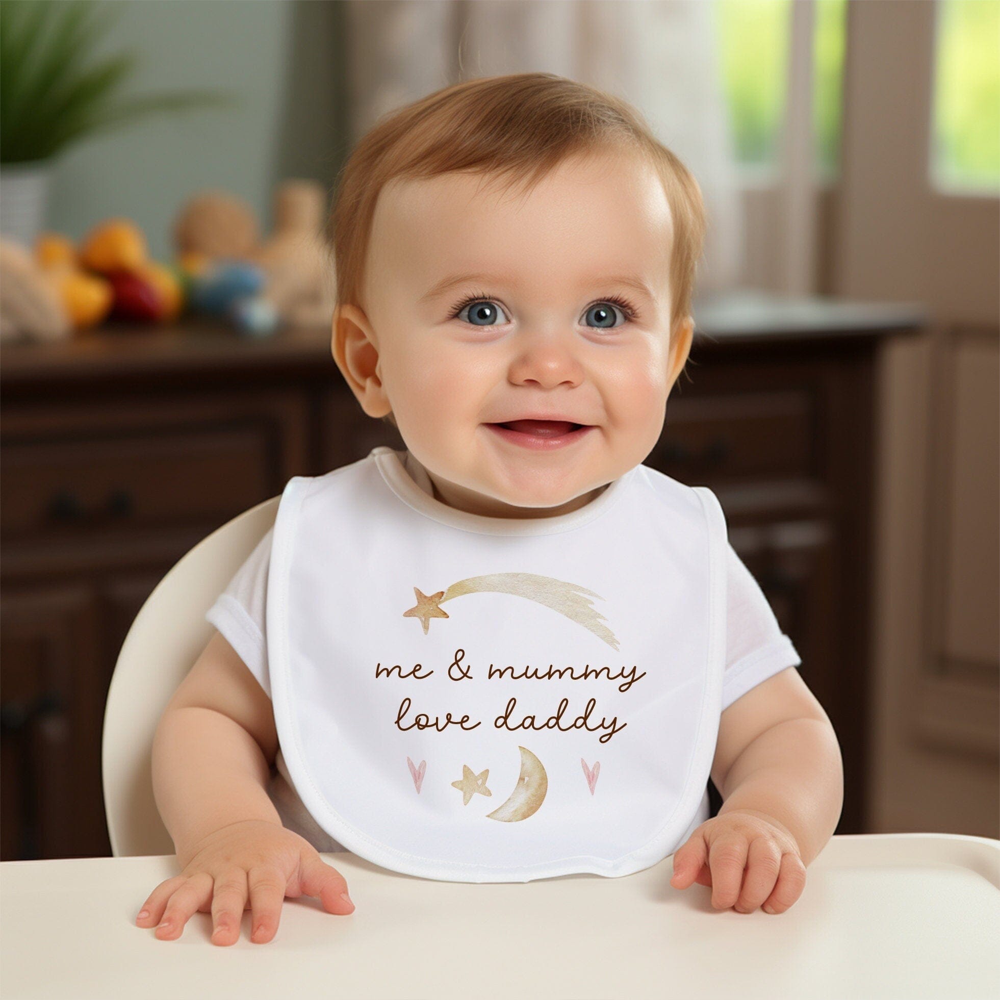 Me and mummy love Daddy, Baby bodysuit or bib, First Father's Day, New dad gift, Our 1st keepsake
