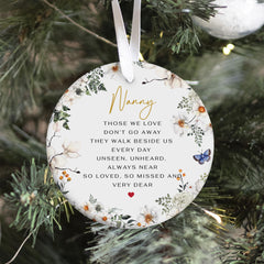 Memorial Ceramic Ornament for Her Him Nanny Mummy Xmas Tree Hanging Decoration In Loving Memory Keepsake Gift to Remember Grandma