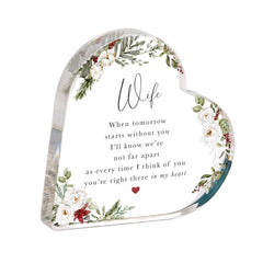 Memorial Keepsake for Wife – Heart Acrylic Plaque – In Loving Memory of Wife – Remembrance Decoration with Poem