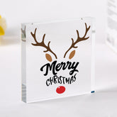 Merry Christmas Acrylic Block, Festive Reindeer Decoration Keepsake Gift for Her Family Mum Xmas Home Decor