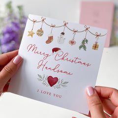 Merry Christmas Handsome Card I Love You Romantic Xmas Gift Card For Boyfriend Husband Hubby Greeting Cards Christmas Card For Him