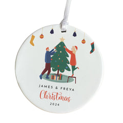 Merry Christmas To A Special Couple Personalised Ceramic Ornament with Names Gift for Newlyweds Keepsake Couples First Xmas Married Engaged