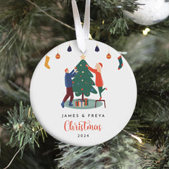 Merry Christmas To A Special Couple Personalised Ceramic Ornament with Names Gift for Newlyweds Keepsake Couples First Xmas Married Engaged