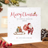 Merry Christmas To A Special Daughter Card With Name Santa Claus Card Xmas Card For Her Special Little Girl Gift Card From Mum Dad