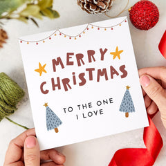 Merry Christmas To The One Love Card Xmas Tree And Stars For Wife Husband Newlywed Married Engaged Couples Boyfriend Girlfriend Gift Card