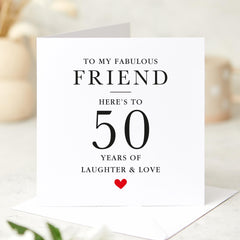 Milestone Birthday Card for Friend Elegant Years of Laughter & Love Message Best Friend 30th 40th, 50th, 60th 70th Gift Card for Bestie