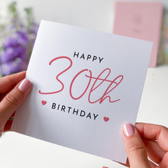 Milestone Birthday Card for Her Custom Age Birthday Card for Her 20th 30th 40th 50th 60th Minimalist Design Keepsake