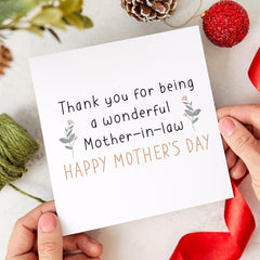 Mother in Law Mother's Day Card Thank You Card for Mother in Law Elegant Floral Card for Mum in Law Card for Mother - in - Law Gift