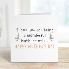 Mother in Law Mother's Day Card Thank You Card for Mother in Law Elegant Floral Card for Mum in Law Card for Mother - in - Law Gift