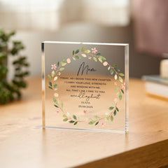 Mother of the Bride Gift Mum Acrylic Plaque Elegant Wedding Day Gift from Daughter Heartfelt Floral Keepsake with Message of Gratitude
