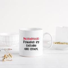 Motherhood Mug Funny Gift Caffeine Chaos Coffee Cup Birthday Present for Mummy Baby Shower Gift for Her