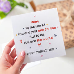 Mother's Day Card for Mum Meaningful Gift for Her You Are My World Sentimental Appreciation Card for Loving Mother Keepsake Present Mummy