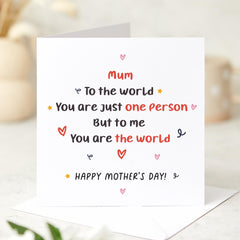Mother's Day Card for Mum Meaningful Gift for Her You Are My World Sentimental Appreciation Card for Loving Mother Keepsake Present Mummy