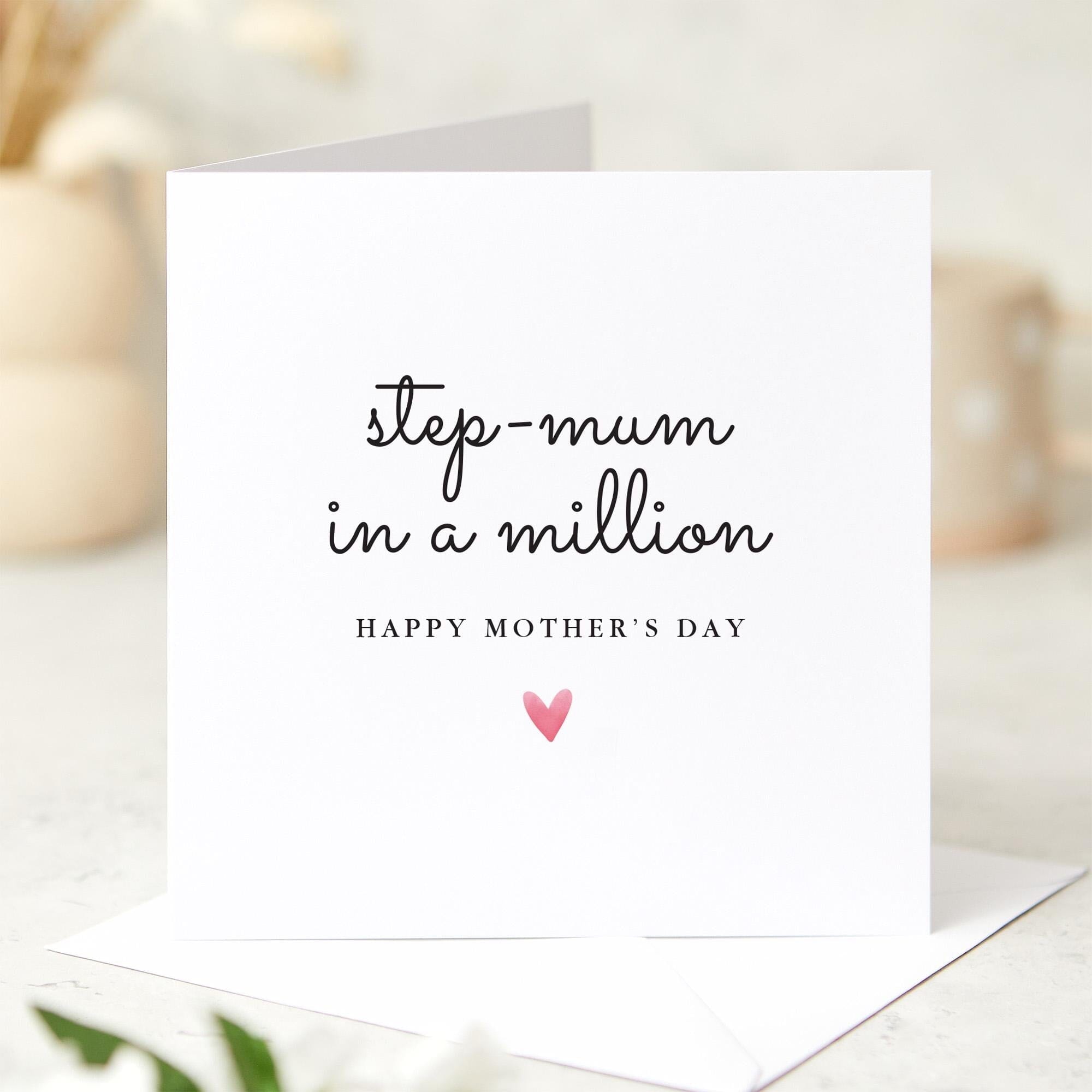 Mother's Day Card for Step - Mum Thoughtful Gift for Stepmother Heartfelt Appreciation Keepsake Card Bonus Mum Stepmum in a Million Step mum