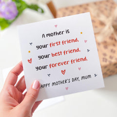 Mother's Day Card Heartfelt Message for Mum Thoughtful Gift for Her My Forever Friend Theme Keepsake Card for Special Mummy Mama