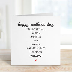 Mother's Day Card Thoughtful Gift for Mum Heartfelt Appreciation Keepsake Card for Her Special 1st Mothers Day Message Mummy Mama