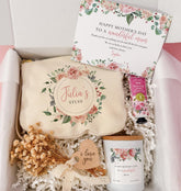 Mother’s Day Gift Set for Mum or Nanny – Personalised Make Up Bag, Candle & Pamper Set