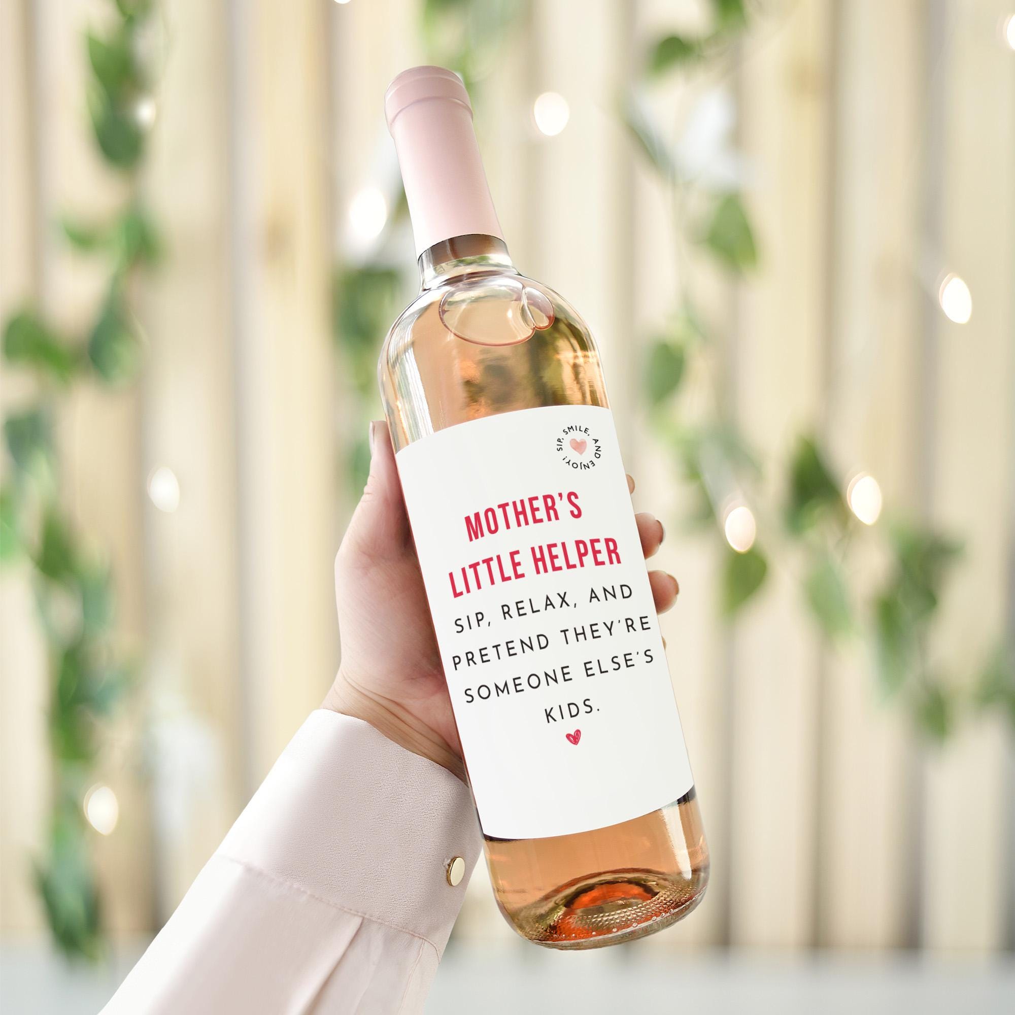 Mother’s Little Helper Wine Label Funny Mum Gift Mother’s Day Christmas Mum's Birthday Gift Wine Sticker Prosecco Bottle Sticker for Mummy