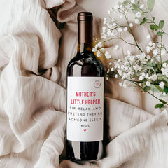 Mother’s Little Helper Wine Label Funny Mum Gift Mother’s Day Christmas Mum's Birthday Gift Wine Sticker Prosecco Bottle Sticker for Mummy