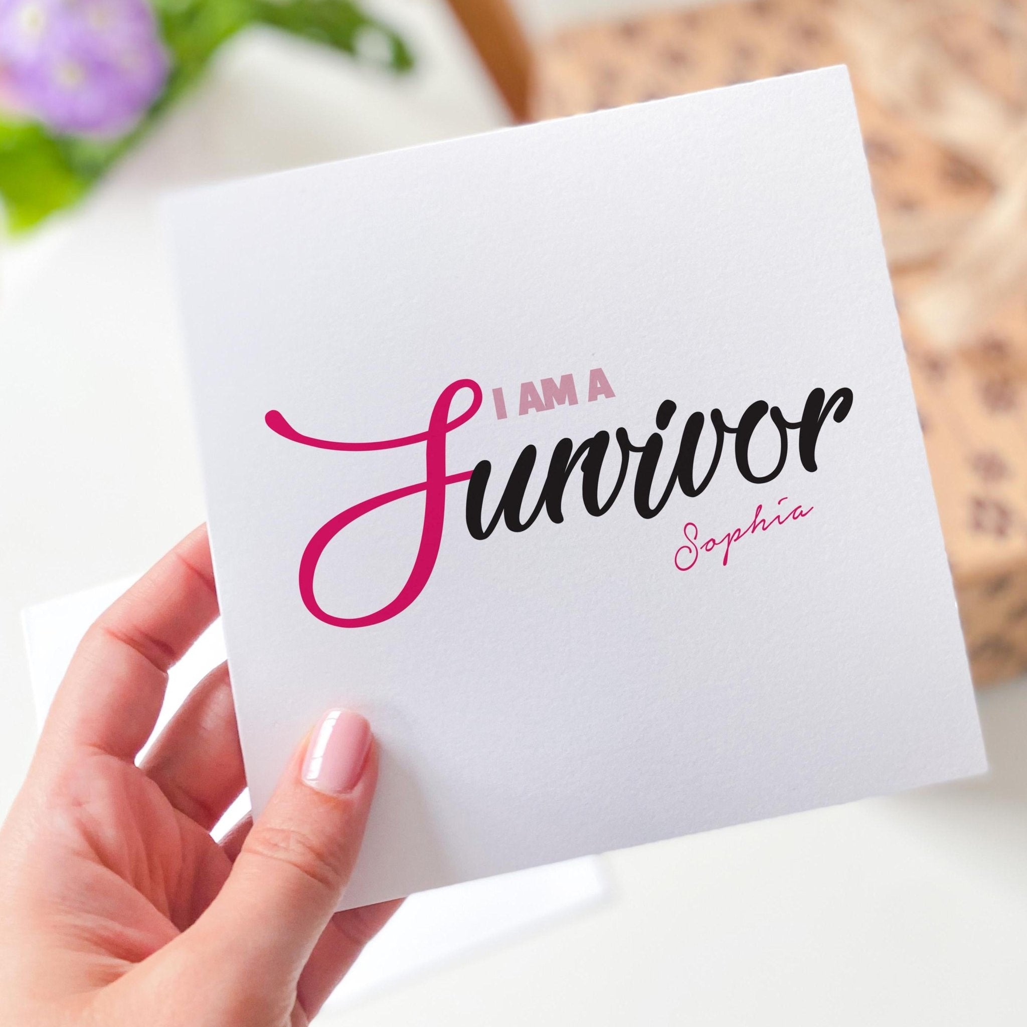 Motivational Card I Am a Survivor Inspirational Card Encouragement Gift for Cancer Survivor Friends Family Boss Colleagues Support Breast