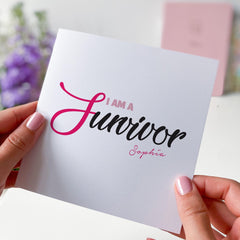 Motivational Card I Am a Survivor Inspirational Card Encouragement Gift for Cancer Survivor Friends Family Boss Colleagues Support Breast