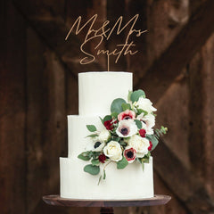 Mr and Mrs Cake Topper with Last Name Wooden Wedding Engagement Personalised Custom Engagement Decor Bridal Shower