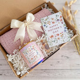 Mum Gift Set Happy Mother's Day Box with Blanket Candle Mini Matches Jar and Card for Mum Hygge Present