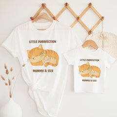 Mummy & Child Matching T Shirts – Little Purrfection Cat Design Mum and Child Outfit Gift