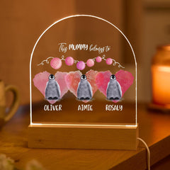 Mummy LED Night Light Gift for Mum Kids Name Mum's Birthday Mother's Day Present Cute Penguin Heart Lamp