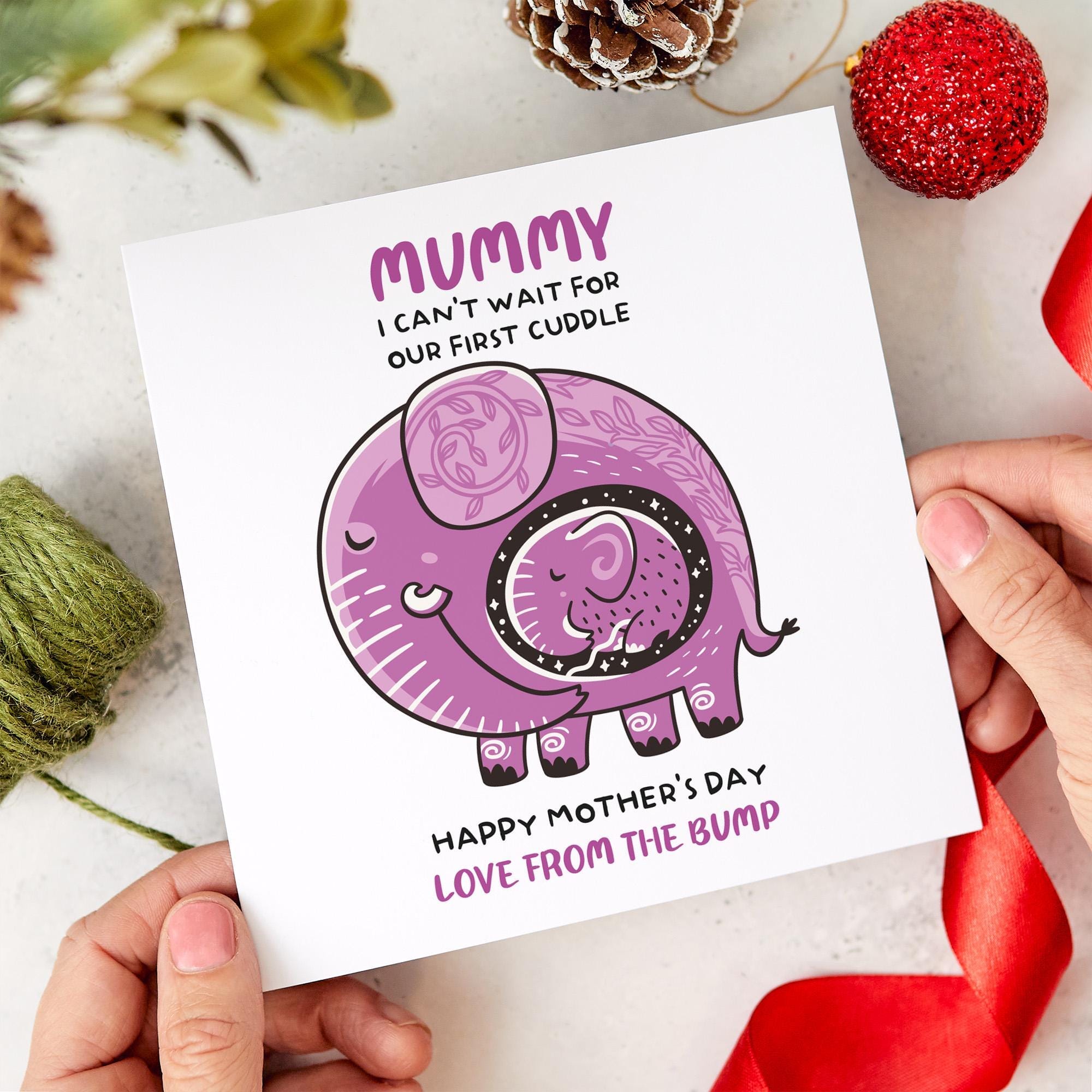 Mummy to Be Card Mother's Day Card from Bump Cute Elephant Pregnancy Card First Mothers Day Card New Mum to Be Gift Baby Shower Card 1st