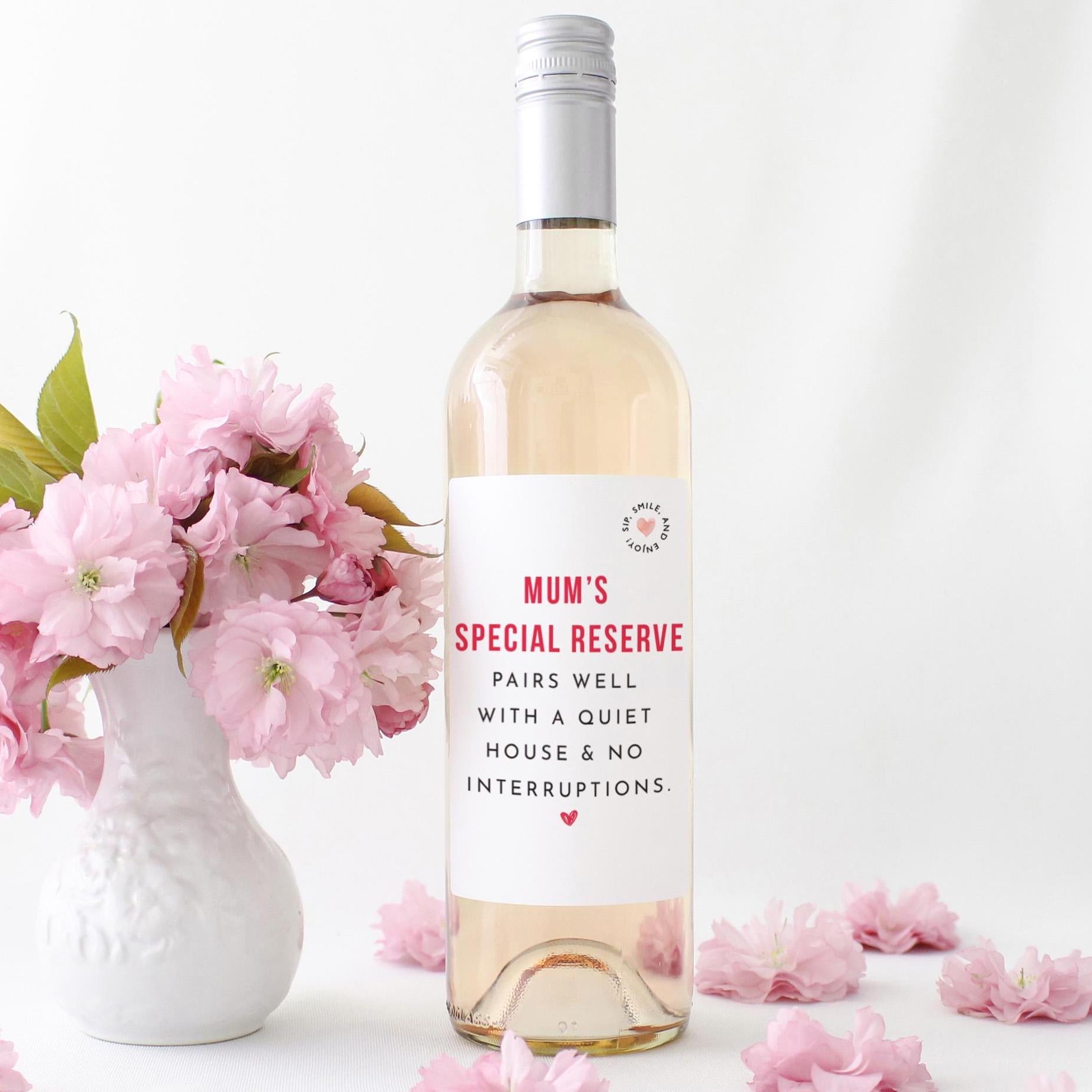 Mum’s Special Reserve Wine Label Funny Mother’s Day Christmas Mum's Birthday Gift Wine Sticker Prosecco Bottle Sticker for Mummy Red White