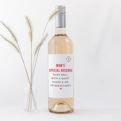Mum’s Special Reserve Wine Label Funny Mother’s Day Christmas Mum's Birthday Gift Wine Sticker Prosecco Bottle Sticker for Mummy Red White