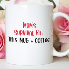 Mum's Survival Kit Mug Funny Coffee Cup for Mother's Day New Mum Gift Parenting Humor Cute Birthday Gift