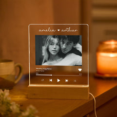 Music Plaque LED Night Light Custom Song Photo Gift for Couples Wedding Anniversary Valentine's Day