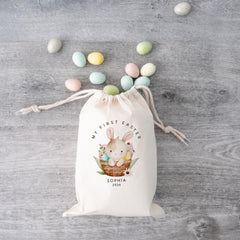 My First Easter Bunny Sack – Gift for Kids - Personalised Egg Hunt Basket for Baby Girl or Boy