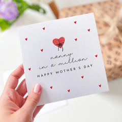 Nanny in a Million Mother's Day Card Thoughtful Gift to Show Love and Appreciation Elegant Heart Perfect for a Grandmother Nana Nan Grandma