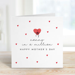 Nanny in a Million Mother's Day Card Thoughtful Gift to Show Love and Appreciation Elegant Heart Perfect for a Grandmother Nana Nan Grandma